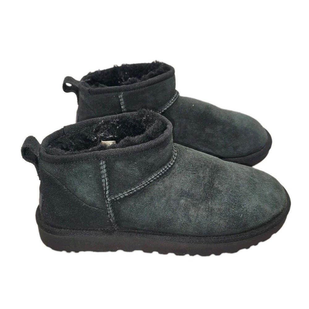 UGG Classic Ultra Mini Boots Women's US 8 Dark Green Sheepskin Suede Fur